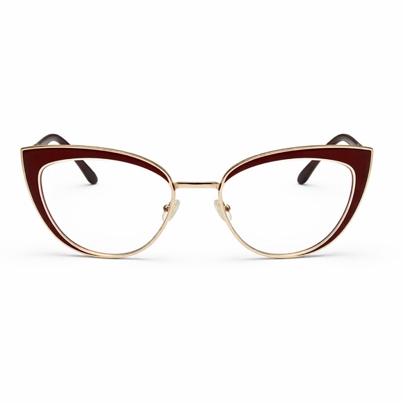 Karl Lagerfeld Women’s Eyeglasses Burgundy Gold Tone Frames